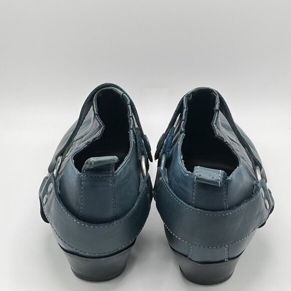 Vintage 90s Tribeca Leather Ankle Harness Teal Booties Womens 6.5 Biker Brazil - Picture 5 of 11